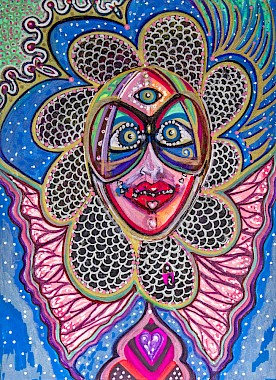 butterfly face colorful contemporary artwork