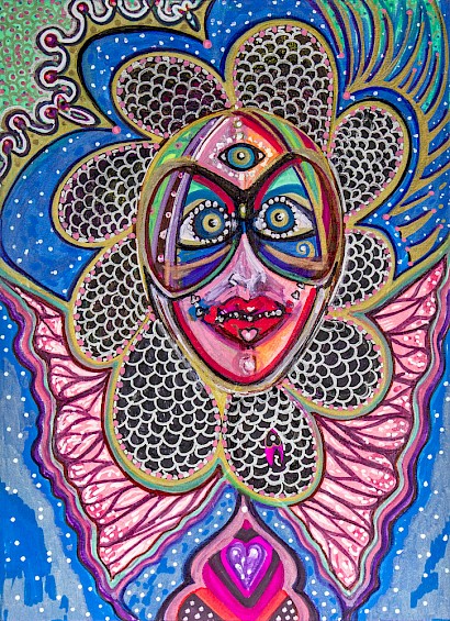 butterfly face colorful contemporary artwork