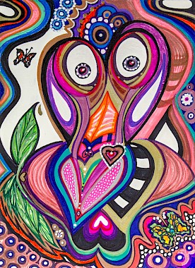 erotic hearts butterflies colorful abstract artwork