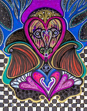 cheker hearts colorful contemporary art