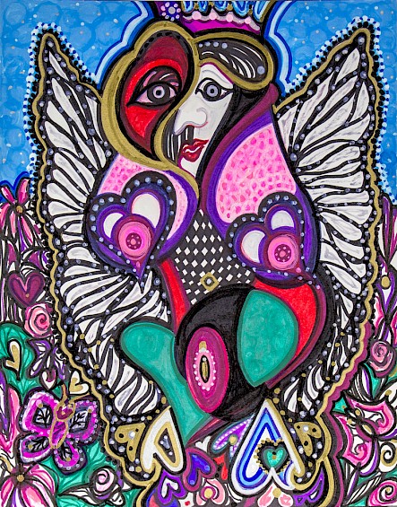 erotic face hearts butterflies fine art