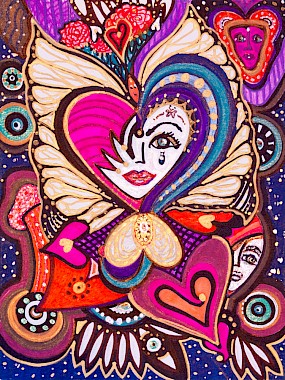 faces hearts colorful abstract artwork