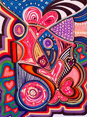 erotic hearts colorful abstract art