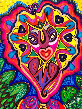 hearts face colorful abstract artwork