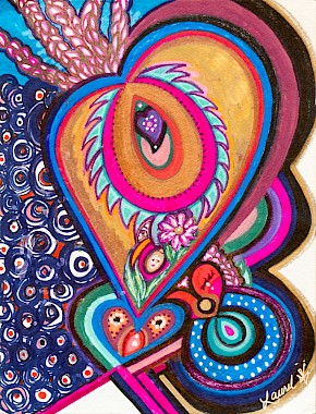 hearts circles colorful abstract art