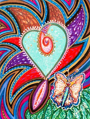 heart butterfly colorful contemporary art