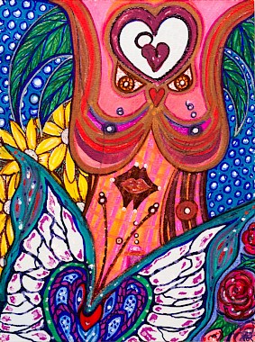 erotic butterfly flowers colorful original art