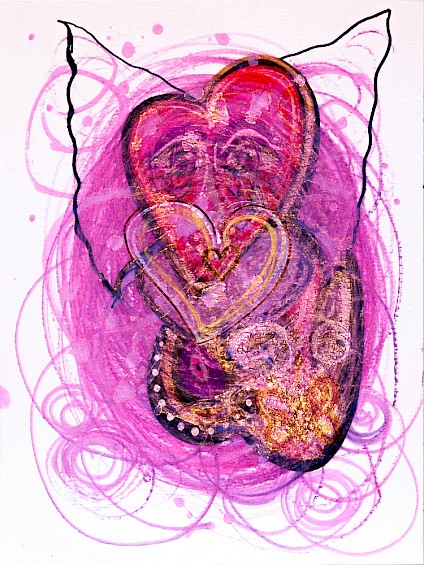 pink hearts wall art