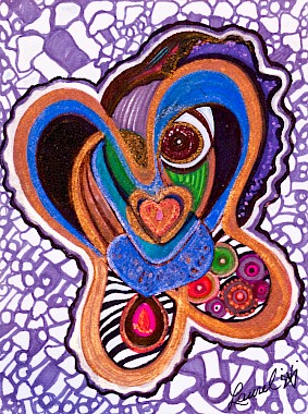 erotic butterfly hearts colorful original art