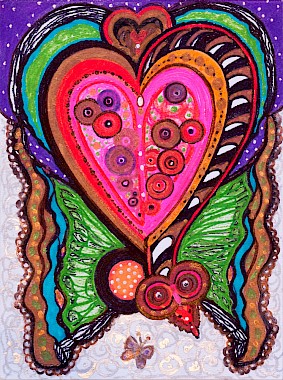 hearts butterflies circles fine artwork
