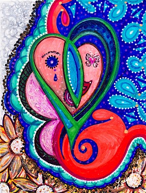 hearts flowers colorful abstract art