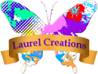 Laurel Creations abstract colorful paint butterfly logo
